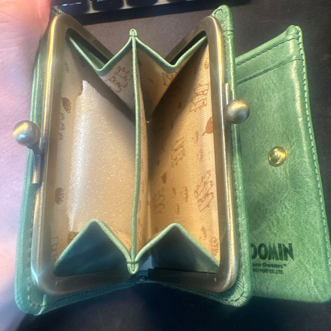 MOOMIN スナフキン がま口ハーフ財布 牛革