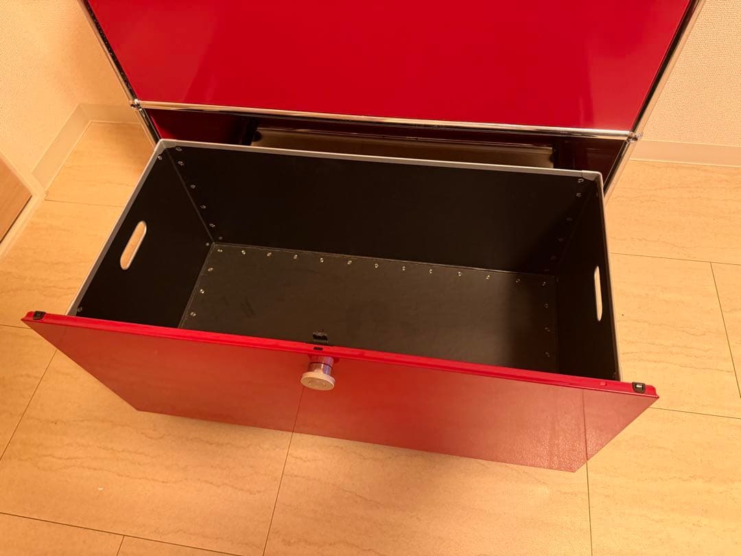 【美品】USMハラー　キャビネット 1列2段 赤 レッド