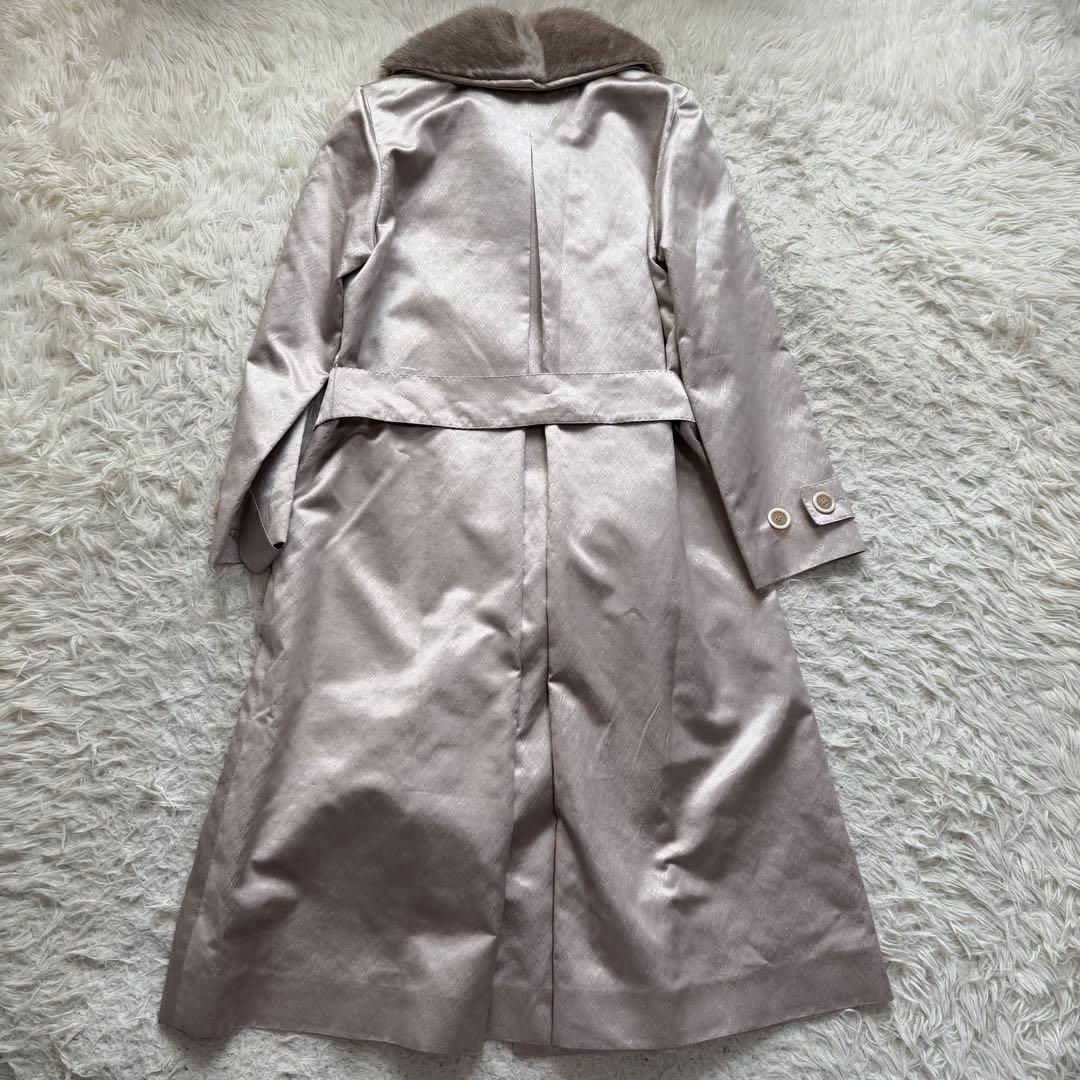 最高級Lサイズ ルイヴィトン　ロングコート　モノグラム総柄　シルク　ミンクファー