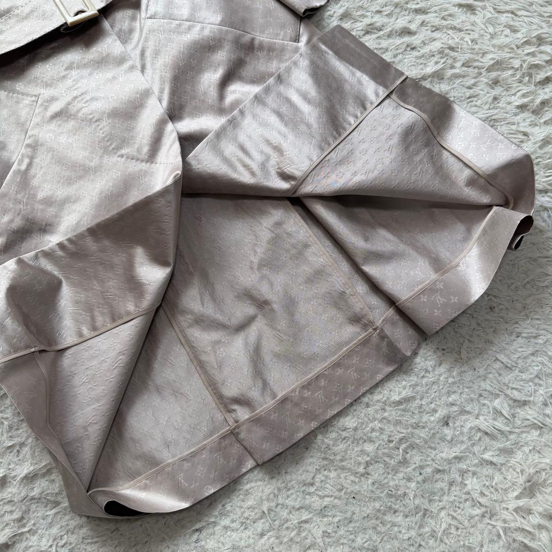 最高級Lサイズ ルイヴィトン　ロングコート　モノグラム総柄　シルク　ミンクファー