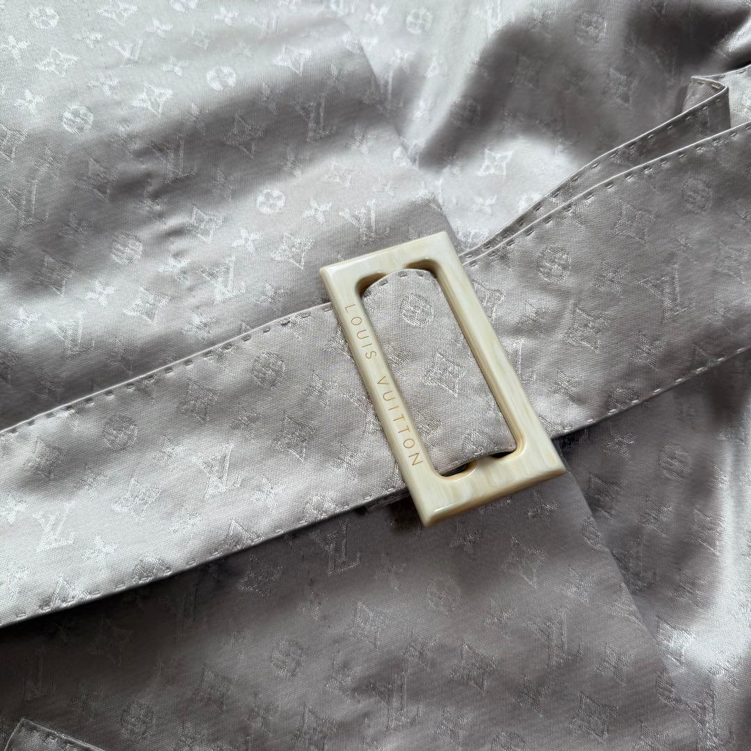 最高級Lサイズ ルイヴィトン　ロングコート　モノグラム総柄　シルク　ミンクファー