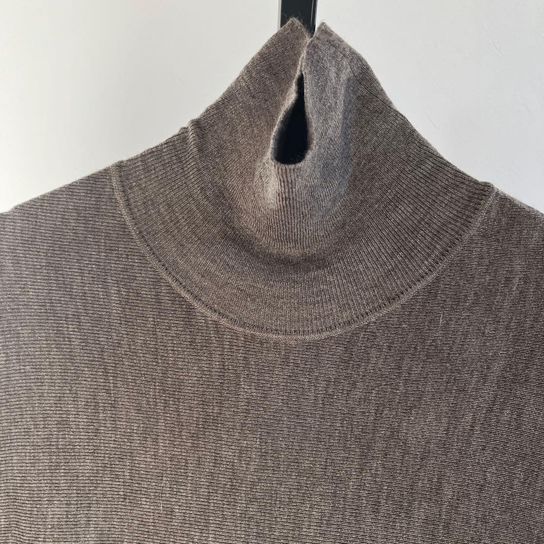 カレンソロジー　ブラウンウールハイネックギャザー ワンピース　ロングドレス