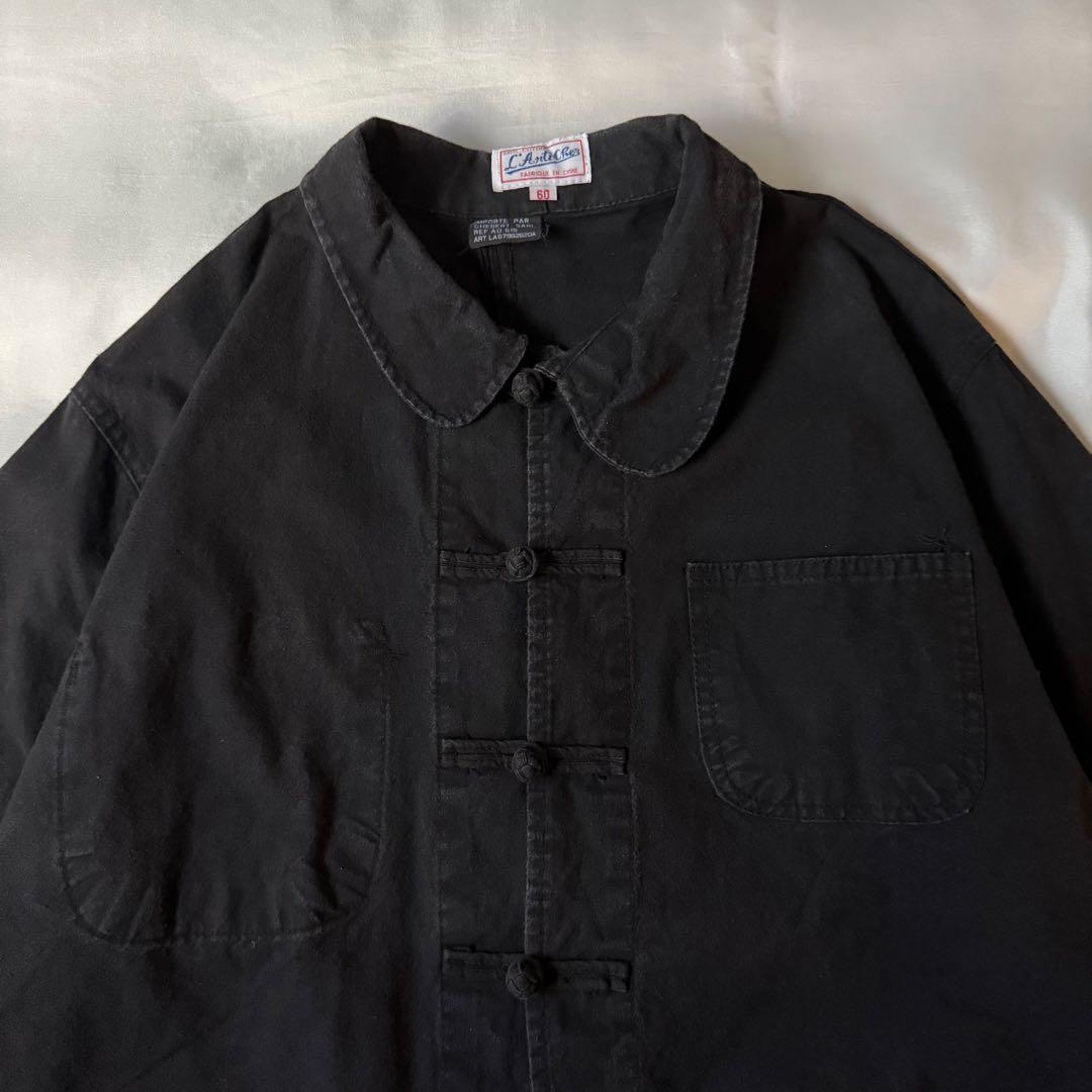 70s vintage ユーロ フレンチチャイナ ワークジャケット ブラック