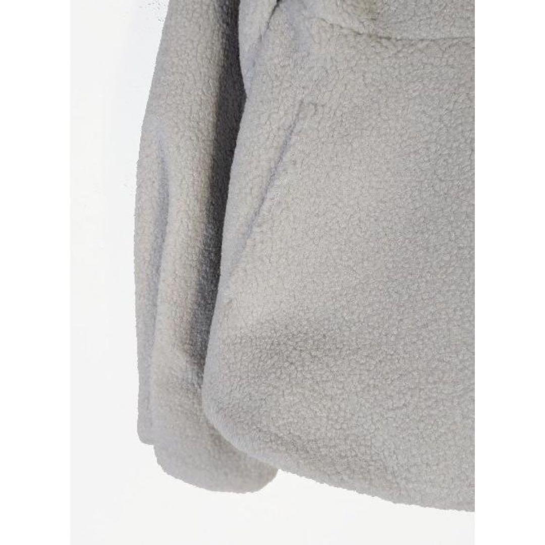 ボア ノーカラージャケット グレー