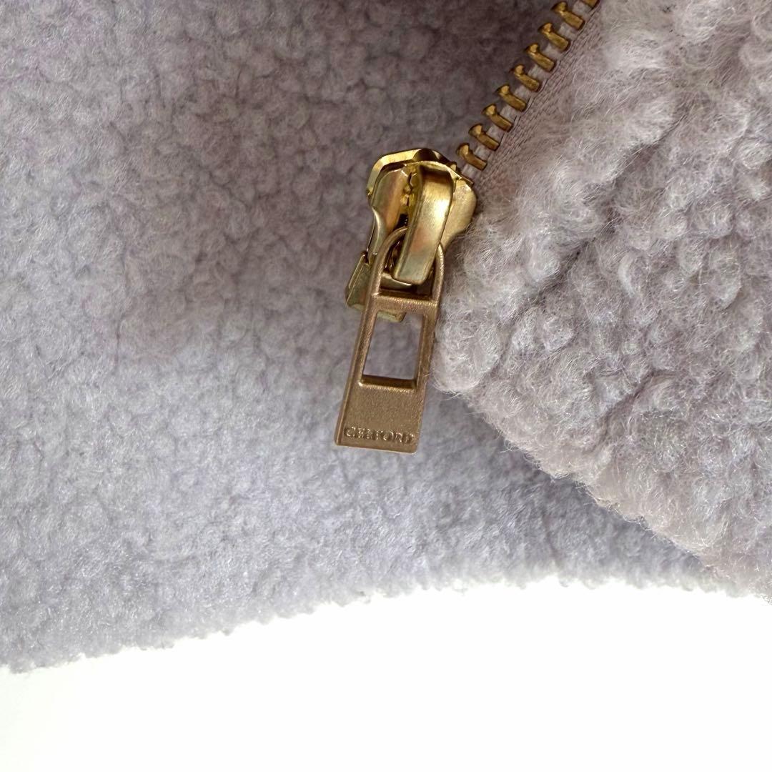 ボア ノーカラージャケット グレー