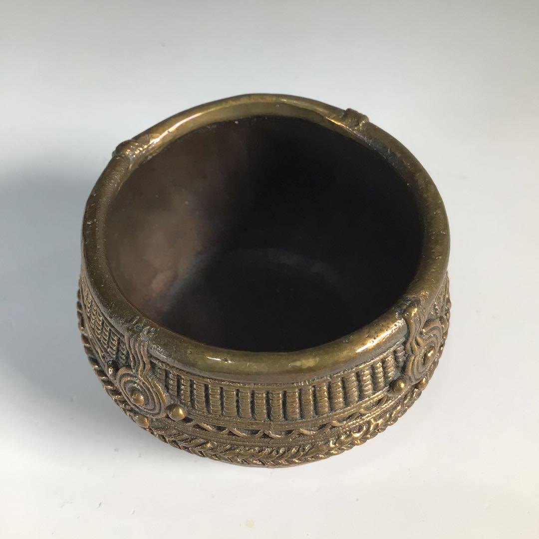 Ｎ６４２　蓋置　『印度産』『仕覆付』『佛器水杯蓋置』『宮田掃庵箱』　共箱　茶道具