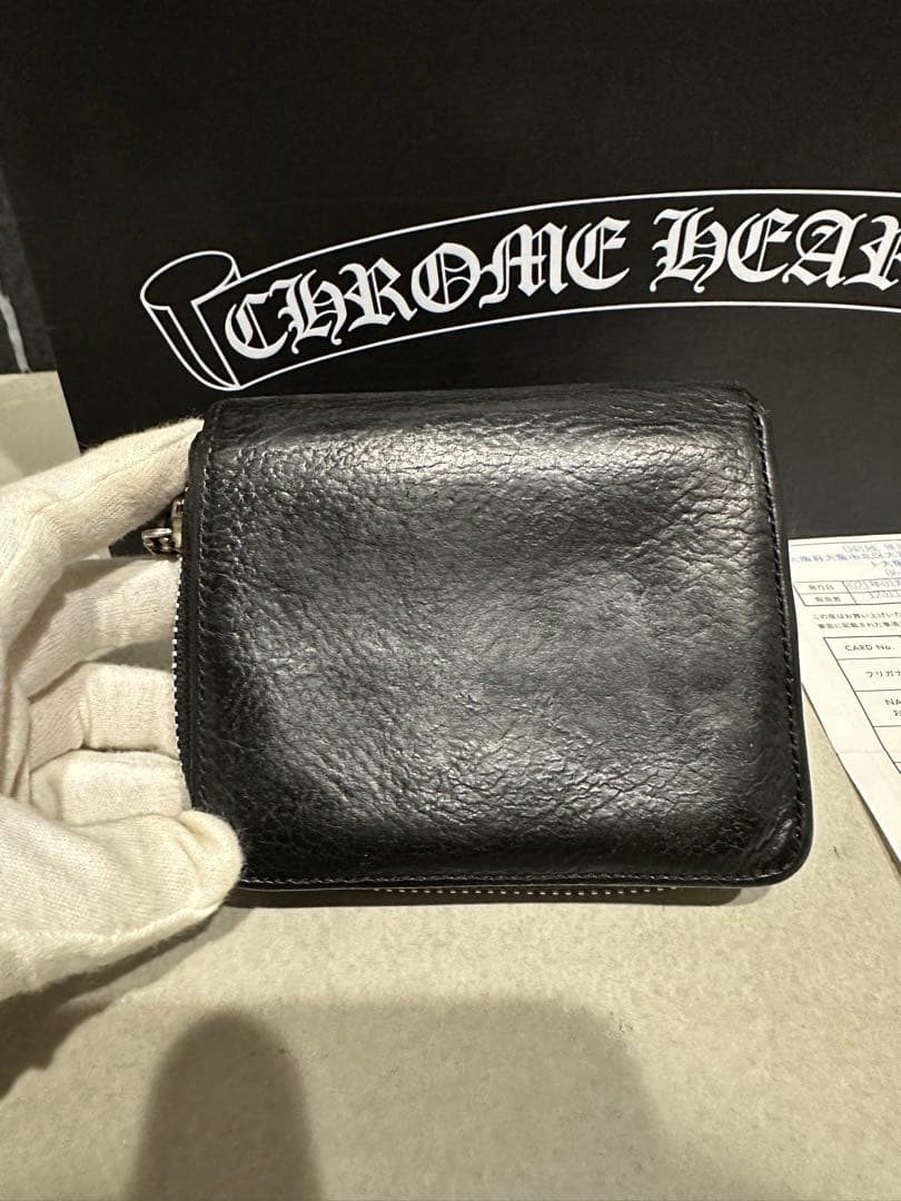 【インボイス原本あり】クロムハーツSQ ZIP BILLレザー ウォレット 財布