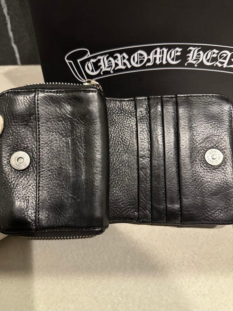 【インボイス原本あり】クロムハーツSQ ZIP BILLレザー ウォレット 財布
