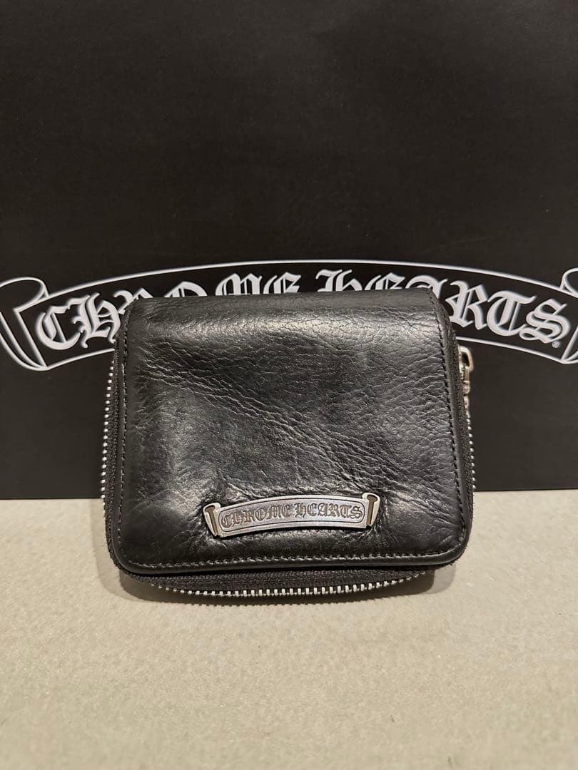 【インボイス原本あり】クロムハーツSQ ZIP BILLレザー ウォレット 財布