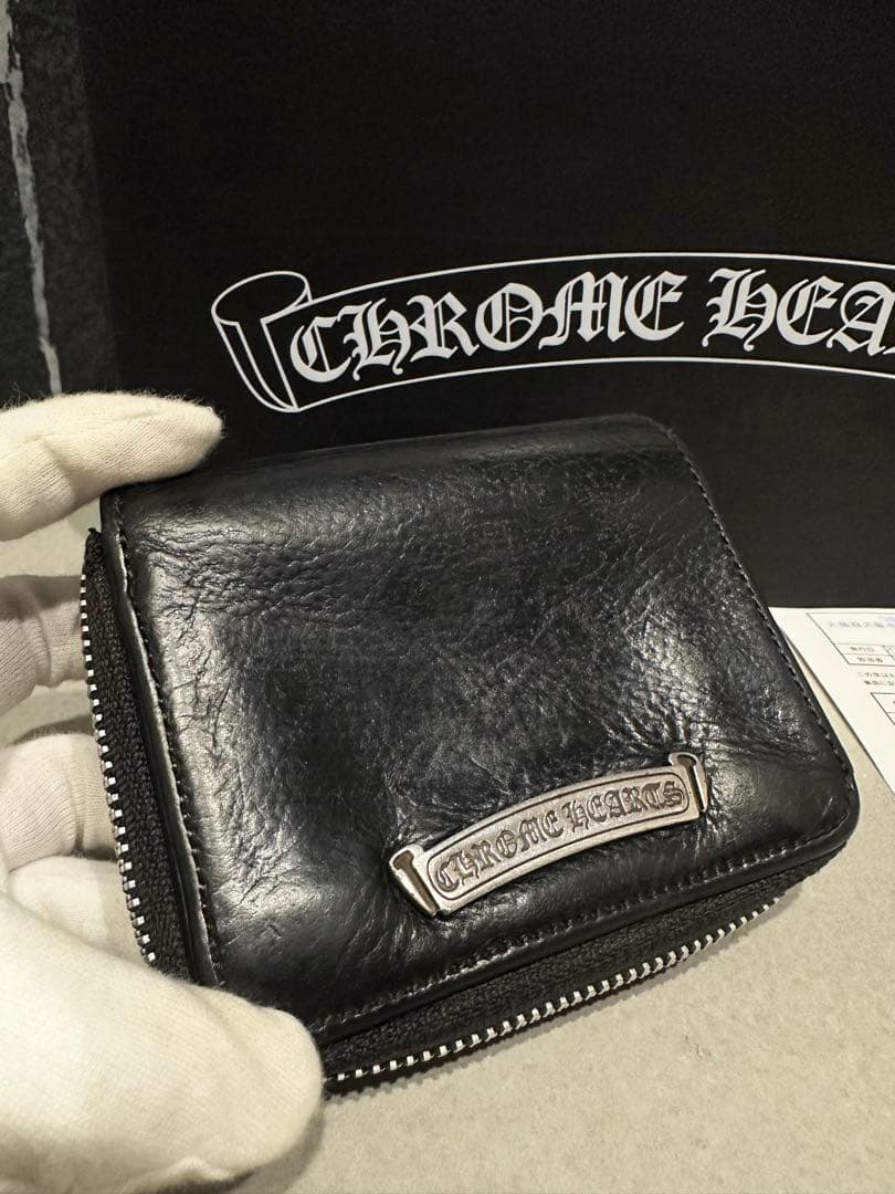 【インボイス原本あり】クロムハーツSQ ZIP BILLレザー ウォレット 財布