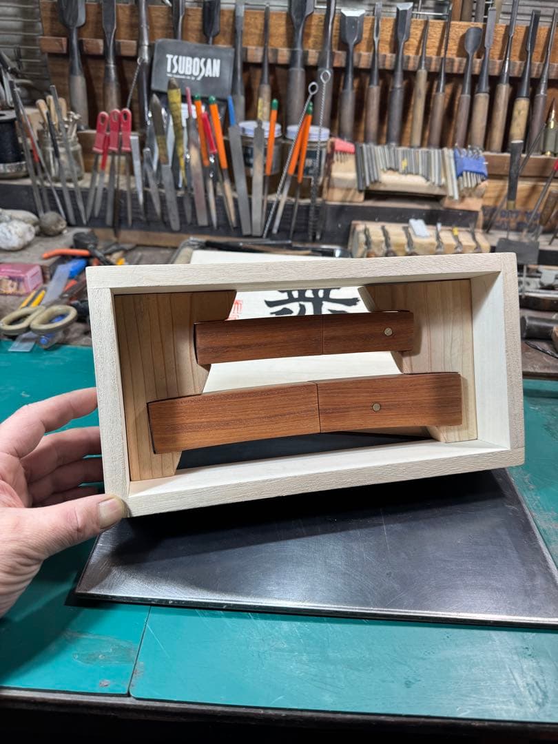 日本刀 残欠 大小 本花梨拵え 桐の化粧箱兼額