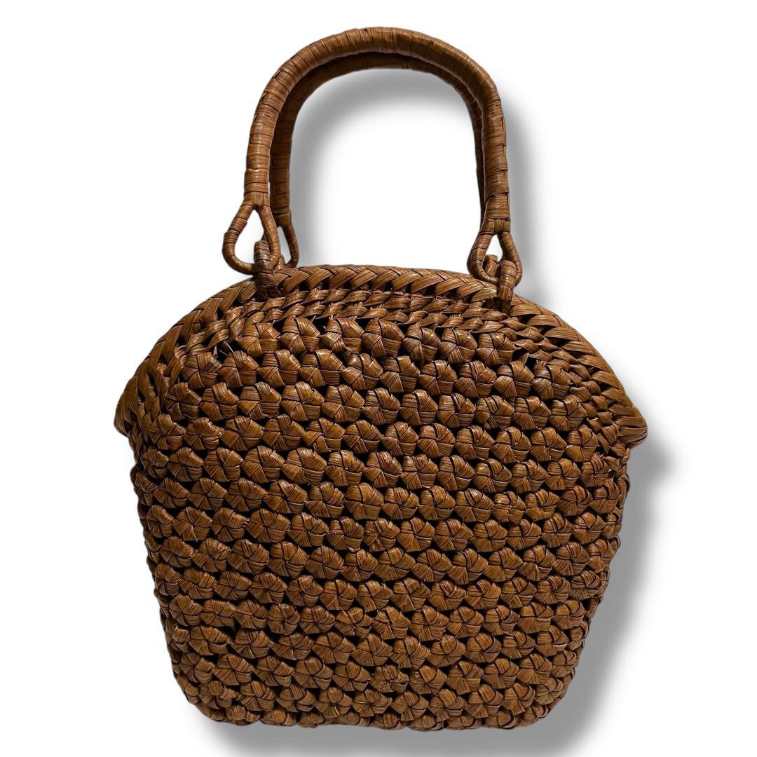 【極美品】最高級 山葡萄 やまぶどう 六角花模様 花結び かごバッグ 日本産