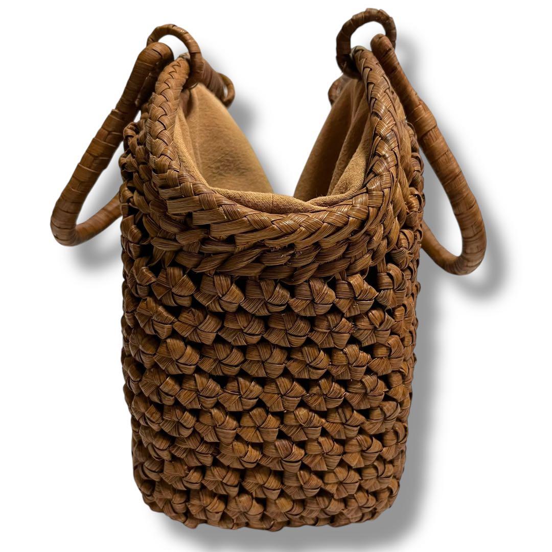 【極美品】最高級 山葡萄 やまぶどう 六角花模様 花結び かごバッグ 日本産