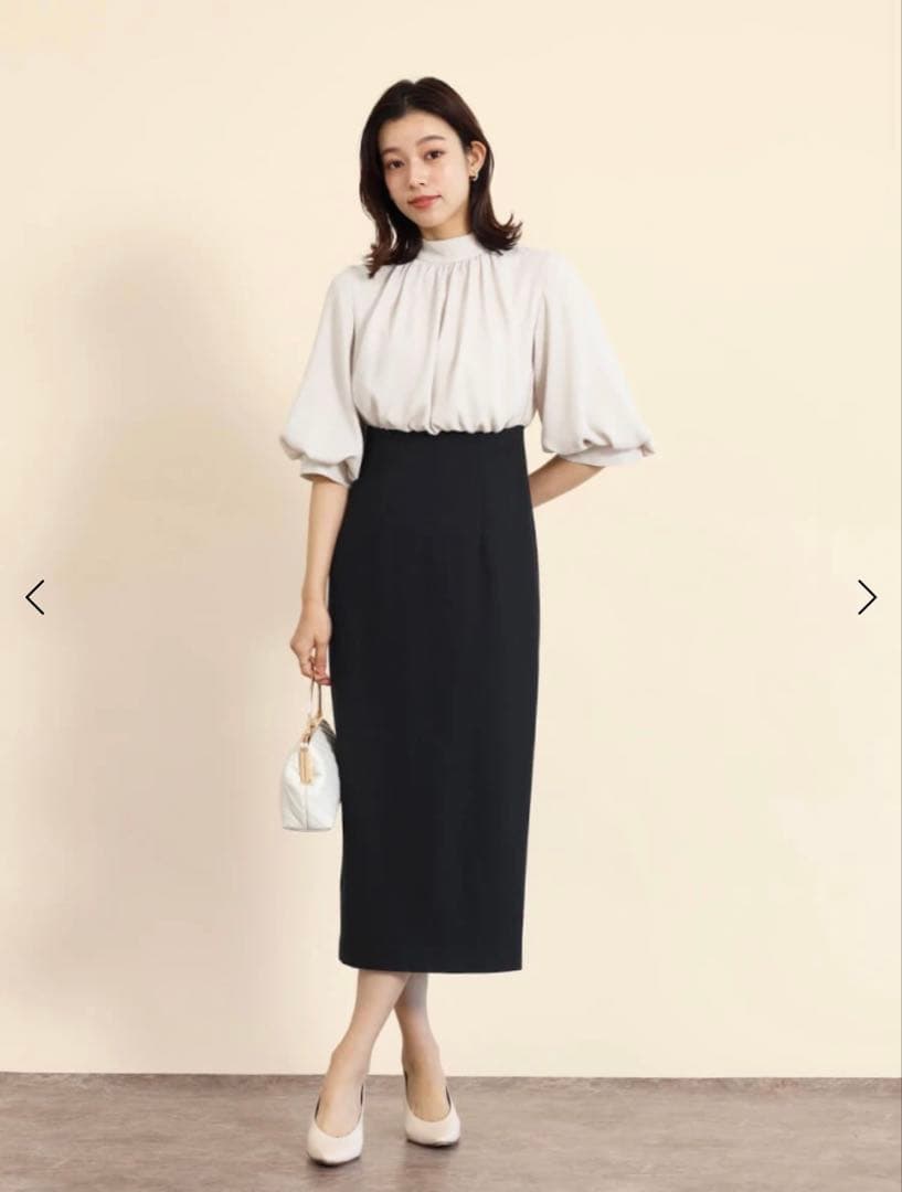 今期新品　FENNEL バックリボンバイカラードッキングワンピース　フォーマル