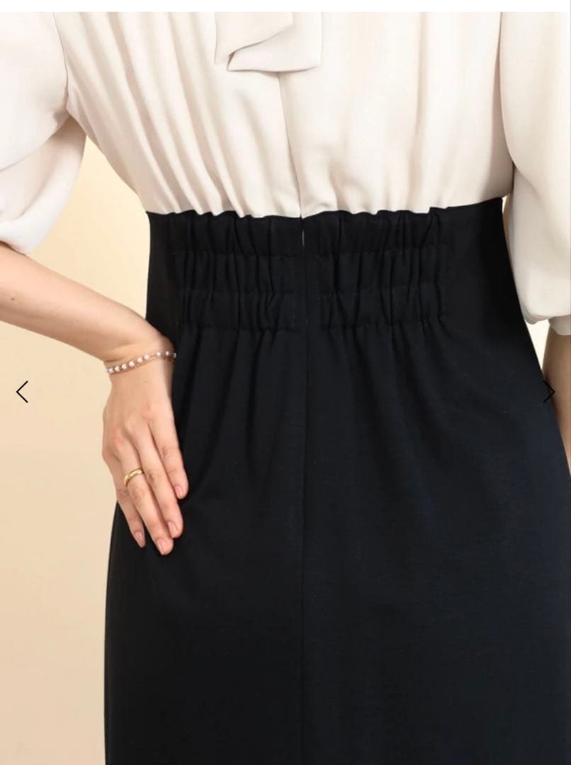 今期新品　FENNEL バックリボンバイカラードッキングワンピース　フォーマル