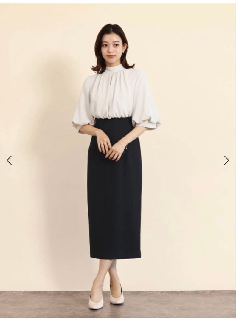 今期新品　FENNEL バックリボンバイカラードッキングワンピース　フォーマル