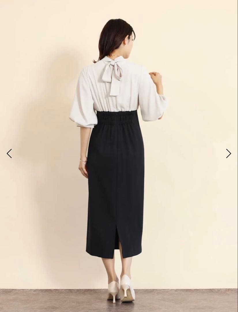 今期新品　FENNEL バックリボンバイカラードッキングワンピース　フォーマル