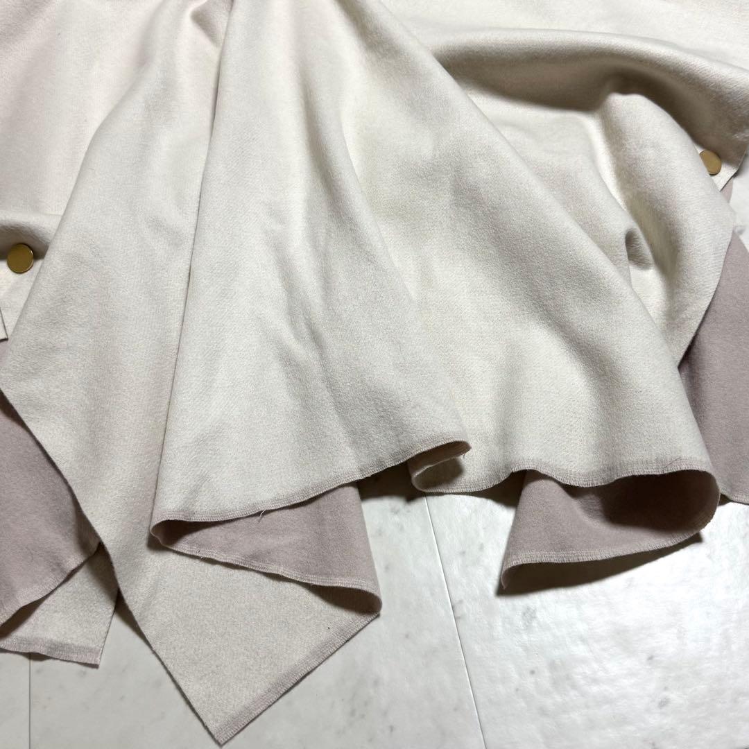 Diagram ポンチョ 2way フォックスファー アイボリー×ライトピンク