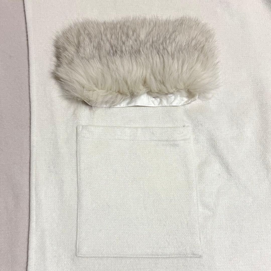 Diagram ポンチョ 2way フォックスファー アイボリー×ライトピンク