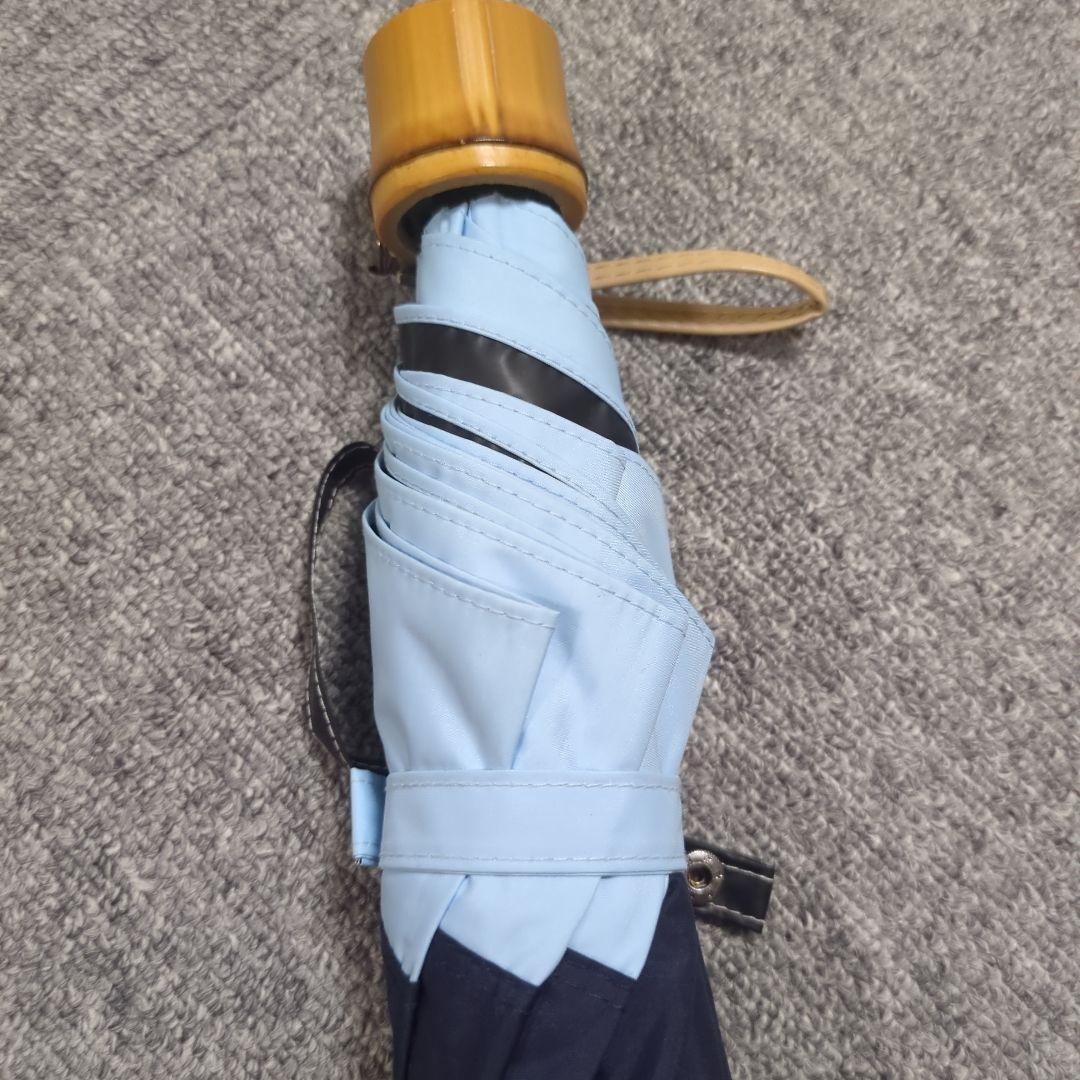 芦屋ロサブラン　日傘　3段折りたたみ　ネイビー×パウダーブルー