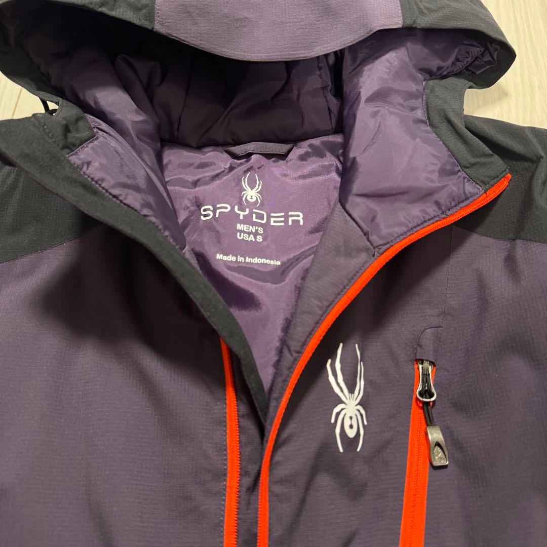 【美品】SPYDER フード付きスキーウェアパープル/ブラック USA メンズM