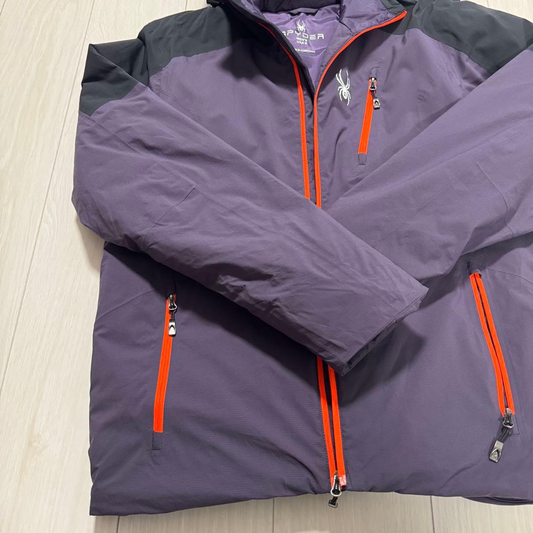 【美品】SPYDER フード付きスキーウェアパープル/ブラック USA メンズM