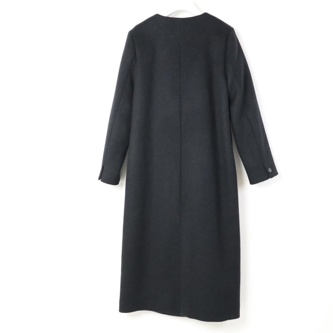 774 新品 TO BE CHIC ノーカラーダブルウール ロングコート 40