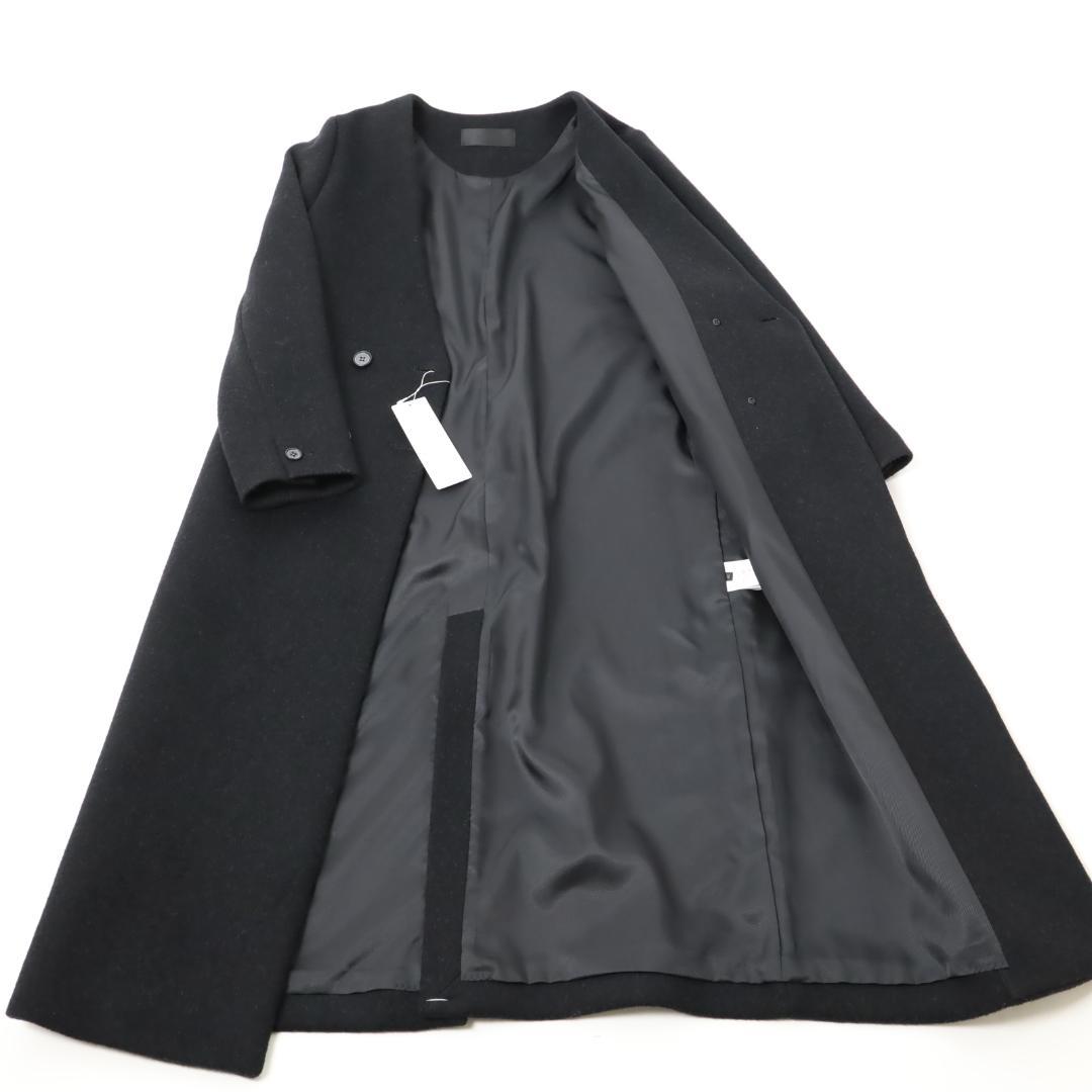 774 新品 TO BE CHIC ノーカラーダブルウール ロングコート 40