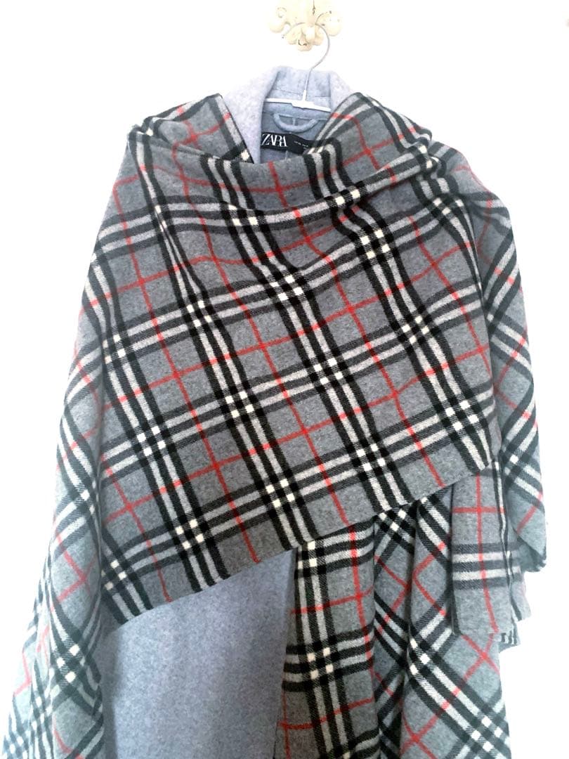 【送料無料】希少！BURBERRY ノヴァチェック ウール カシミアケープ