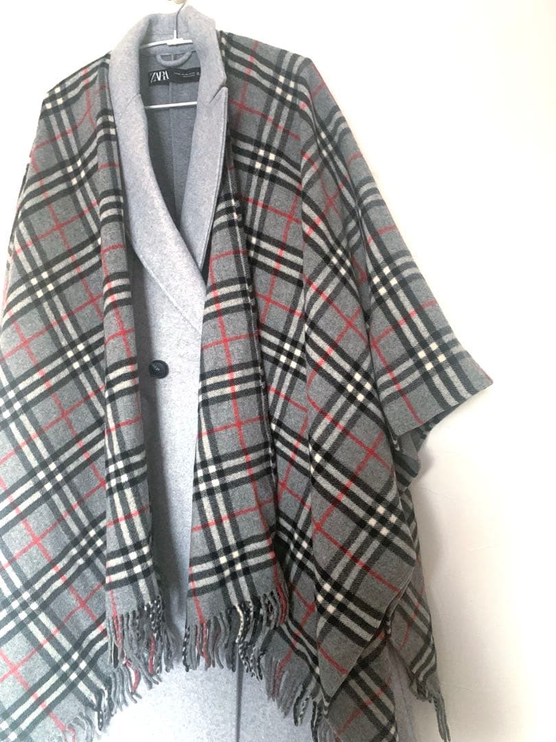 【送料無料】希少！BURBERRY ノヴァチェック ウール カシミアケープ