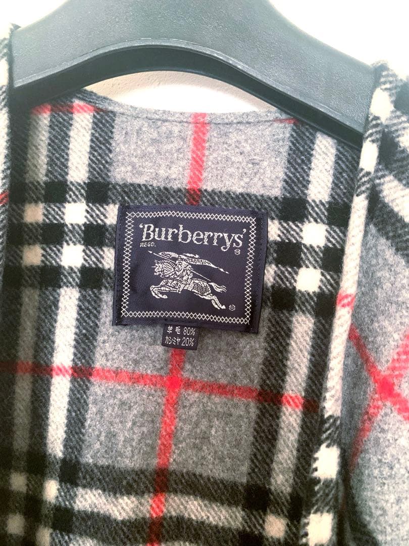 【送料無料】希少！BURBERRY ノヴァチェック ウール カシミアケープ