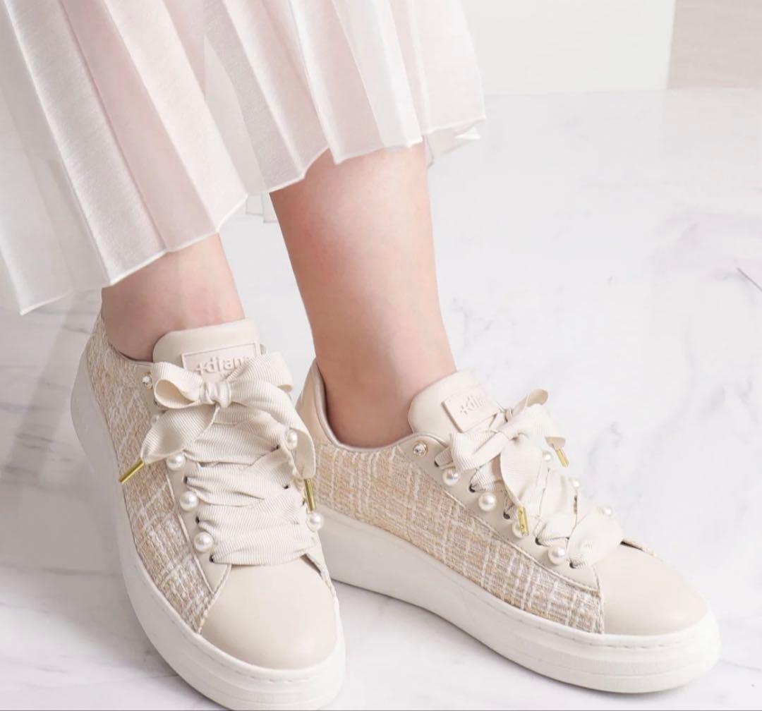 【美品】プラスダイアナ　パール　ツイード　スニーカー