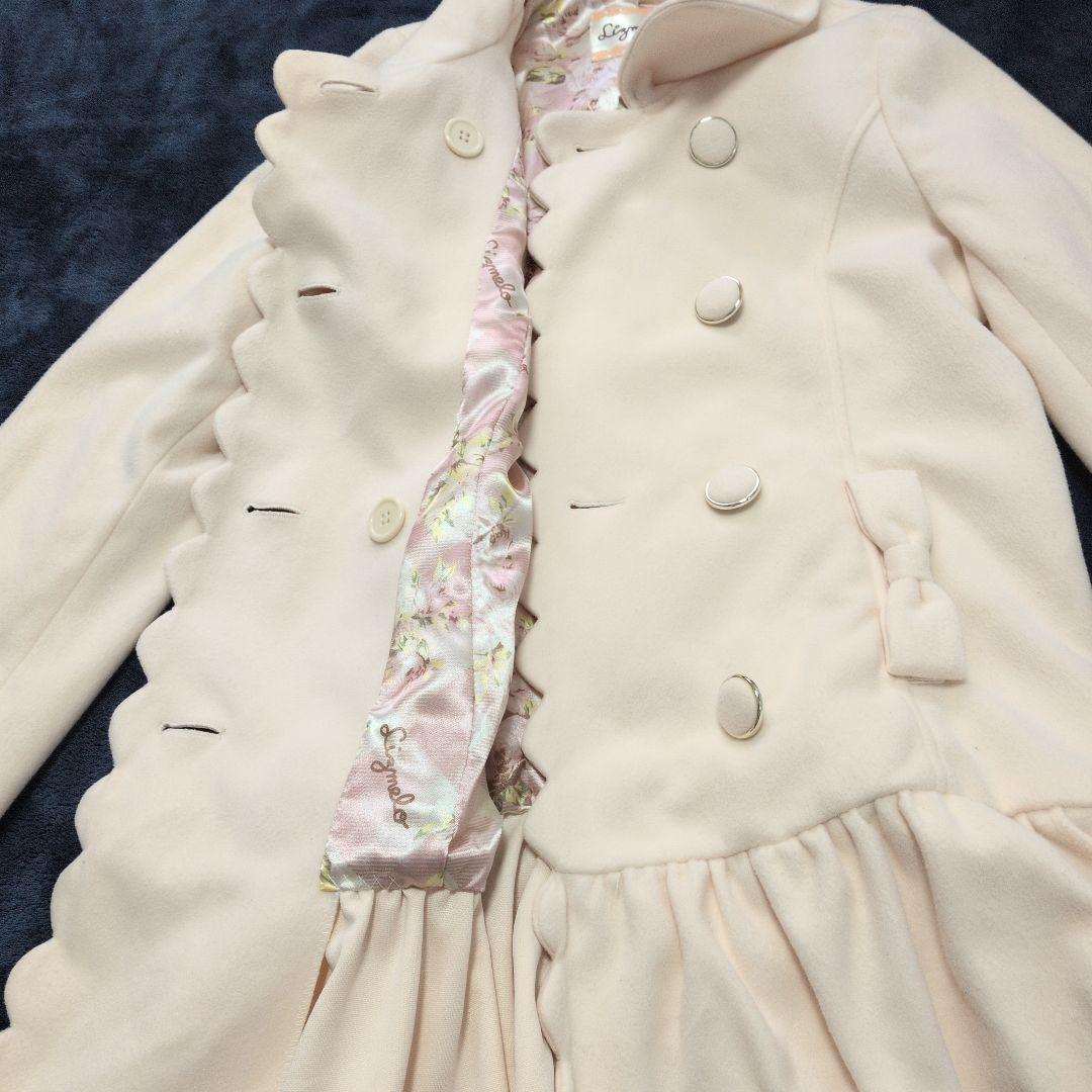 リズメロ ピーコート ダブルブレスト リボン フリル アイボリー マイメロコラボ