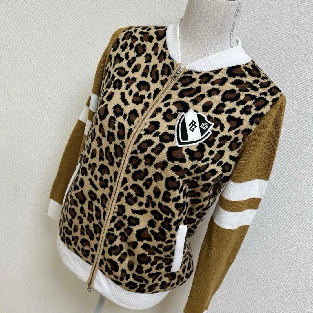 パーリーゲイツ　レオパード柄 ニット ダブルジップ　０サイズ　S アニマル柄
