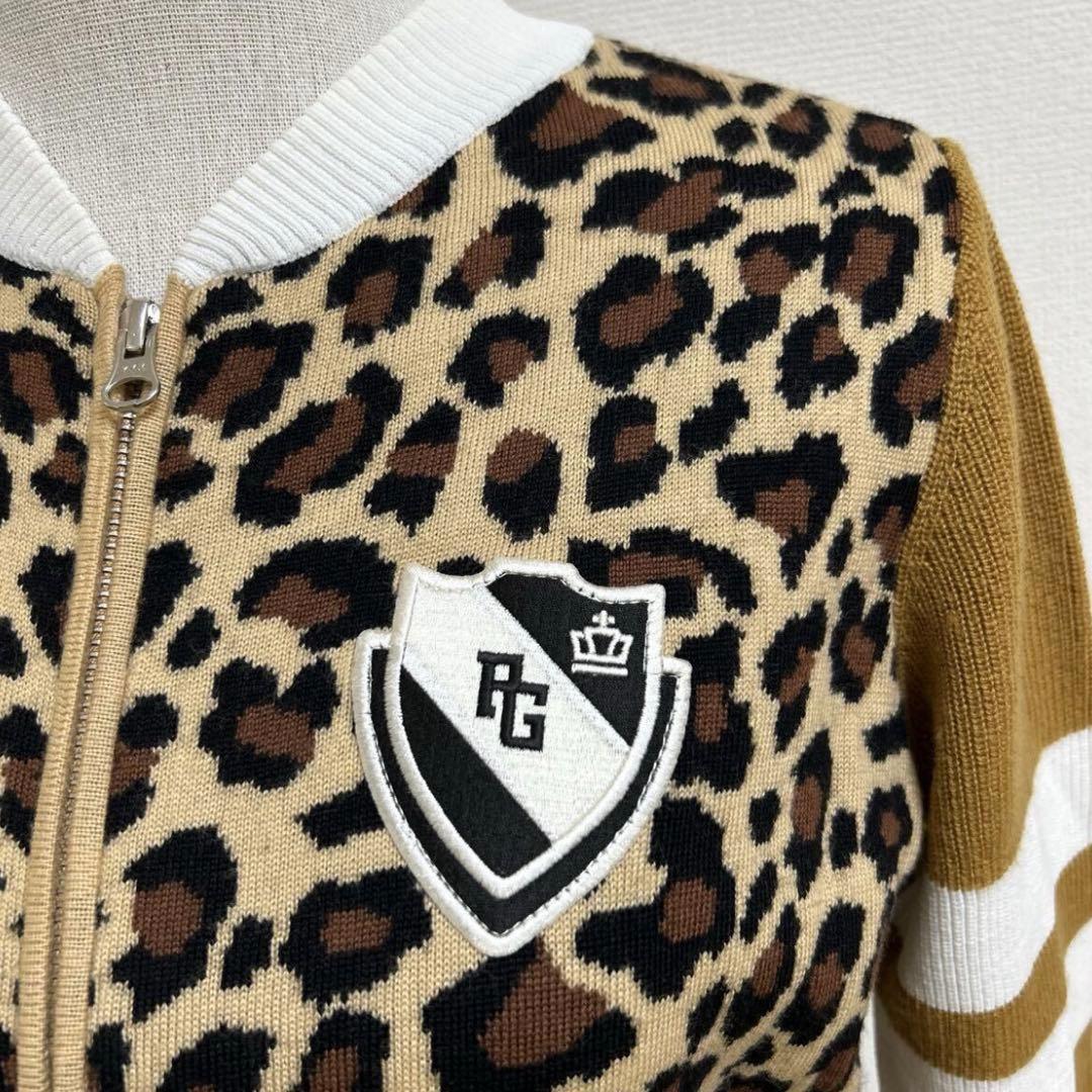 パーリーゲイツ　レオパード柄 ニット ダブルジップ　０サイズ　S アニマル柄