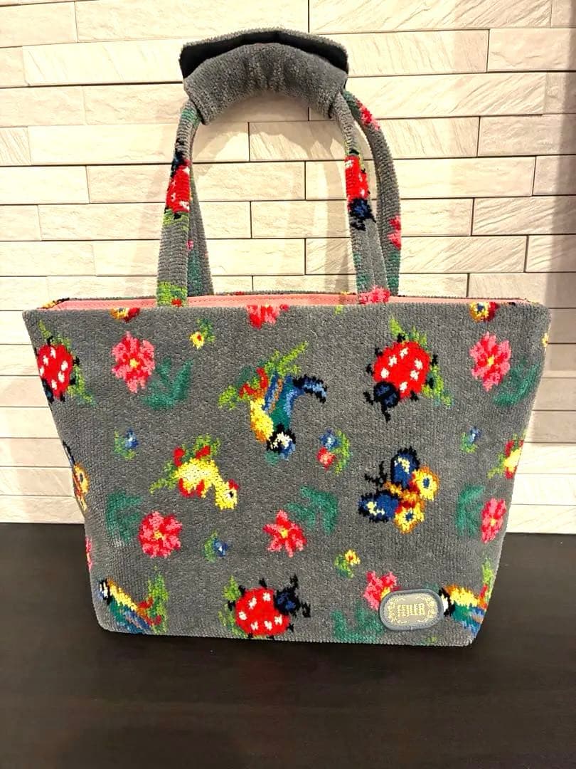 ハンドルカバー付☻︎フェイラー 銀座限定 ハイジ トートバッグ グレー