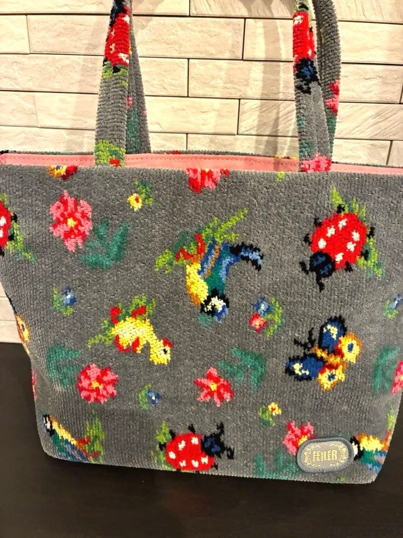 ハンドルカバー付☻︎フェイラー 銀座限定 ハイジ トートバッグ グレー