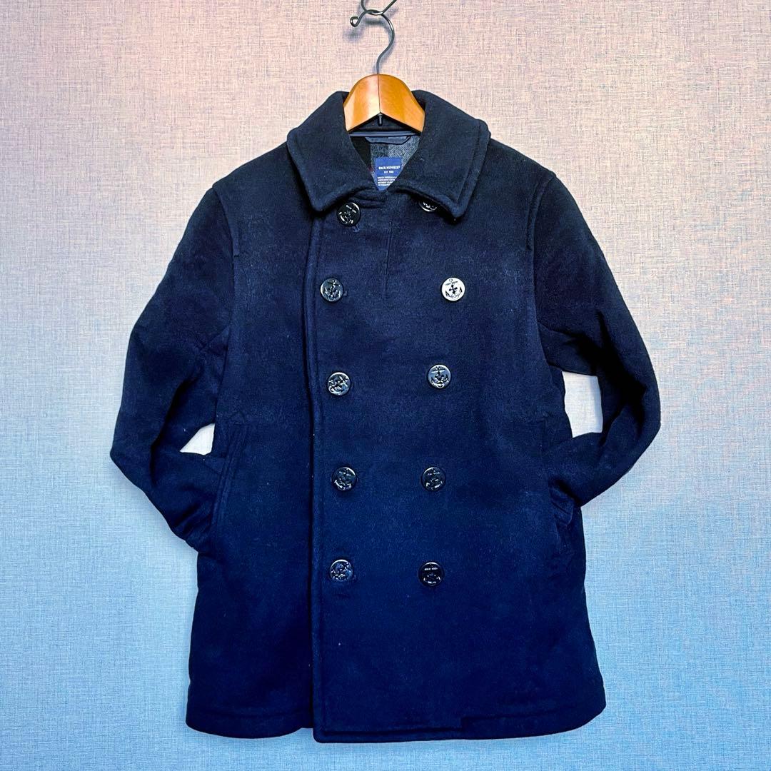 【防寒対策】BACK NUMBER ピーコート Wフェイスウール 黒に近い紺色