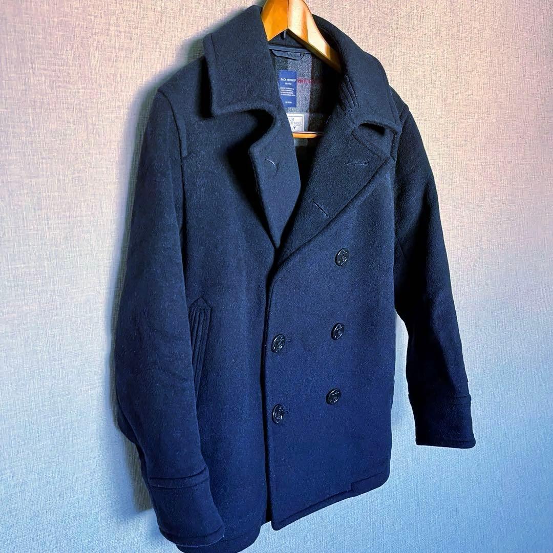 【防寒対策】BACK NUMBER ピーコート Wフェイスウール 黒に近い紺色
