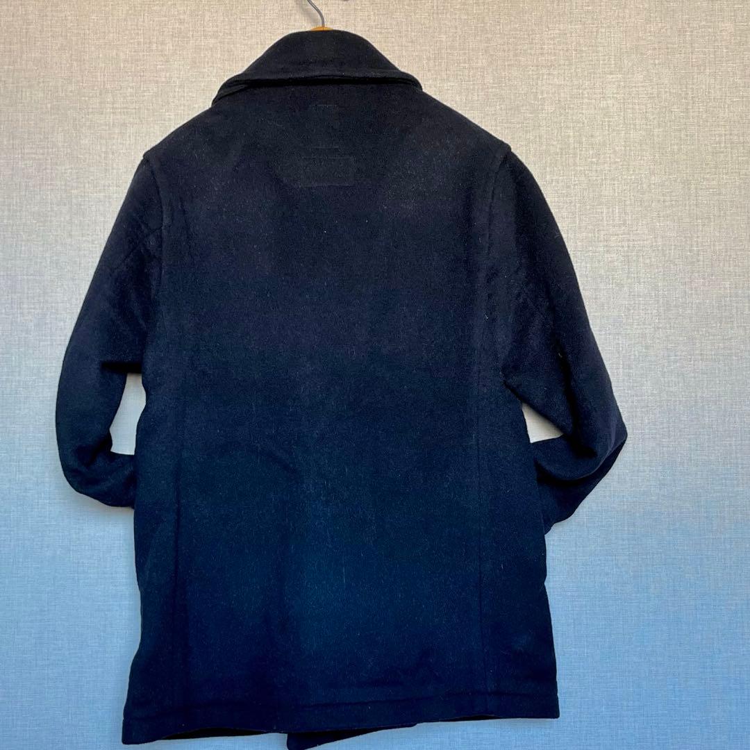 【防寒対策】BACK NUMBER ピーコート Wフェイスウール 黒に近い紺色