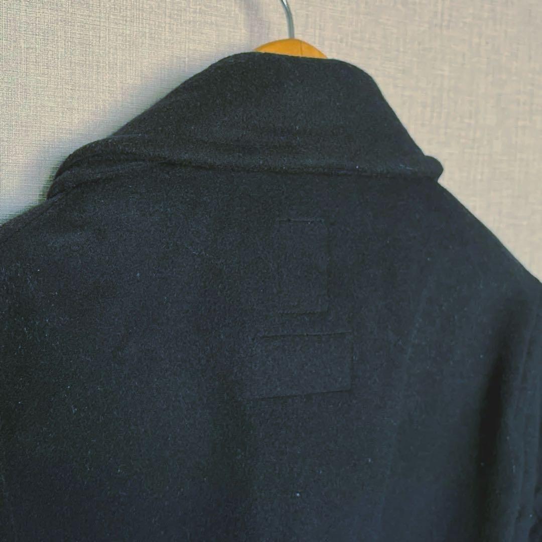 【防寒対策】BACK NUMBER ピーコート Wフェイスウール 黒に近い紺色