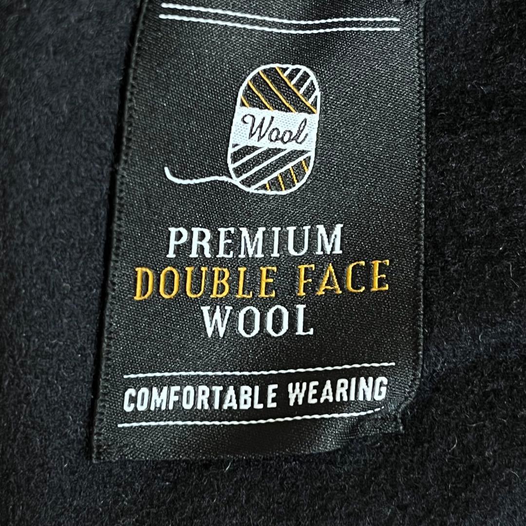【防寒対策】BACK NUMBER ピーコート Wフェイスウール 黒に近い紺色