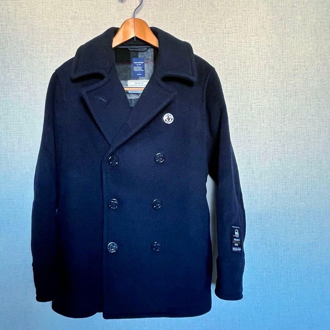 【防寒対策】BACK NUMBER ピーコート Wフェイスウール 黒に近い紺色