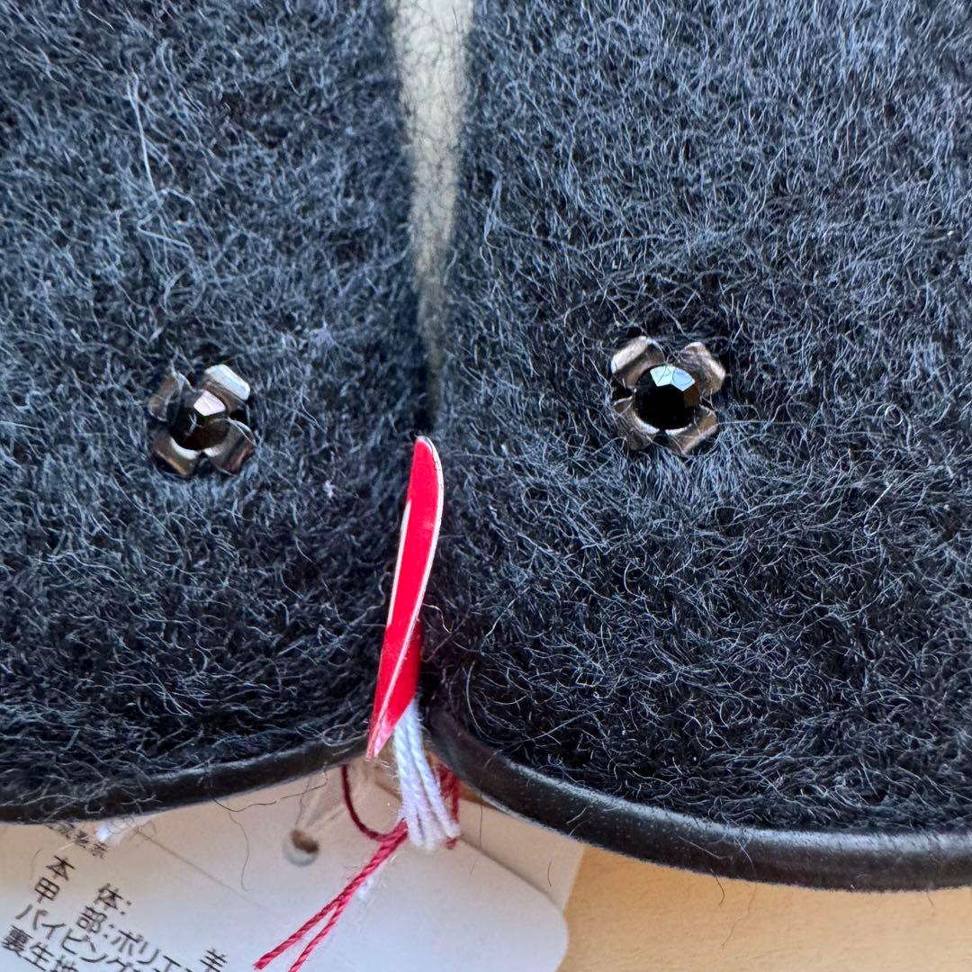 ★新品★アンテプリマ　レザー手袋　ウール切り替え　ストーン　スマホ対応　黒