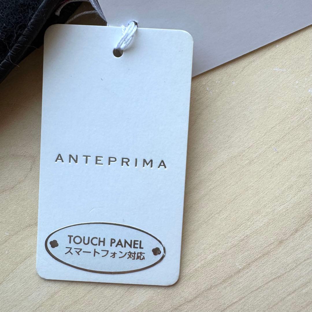 ★新品★アンテプリマ　レザー手袋　ウール切り替え　ストーン　スマホ対応　黒