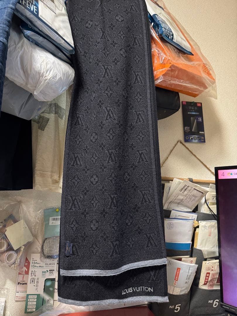 魂LOUIS VUITTON モノグラムマフラー ブラック