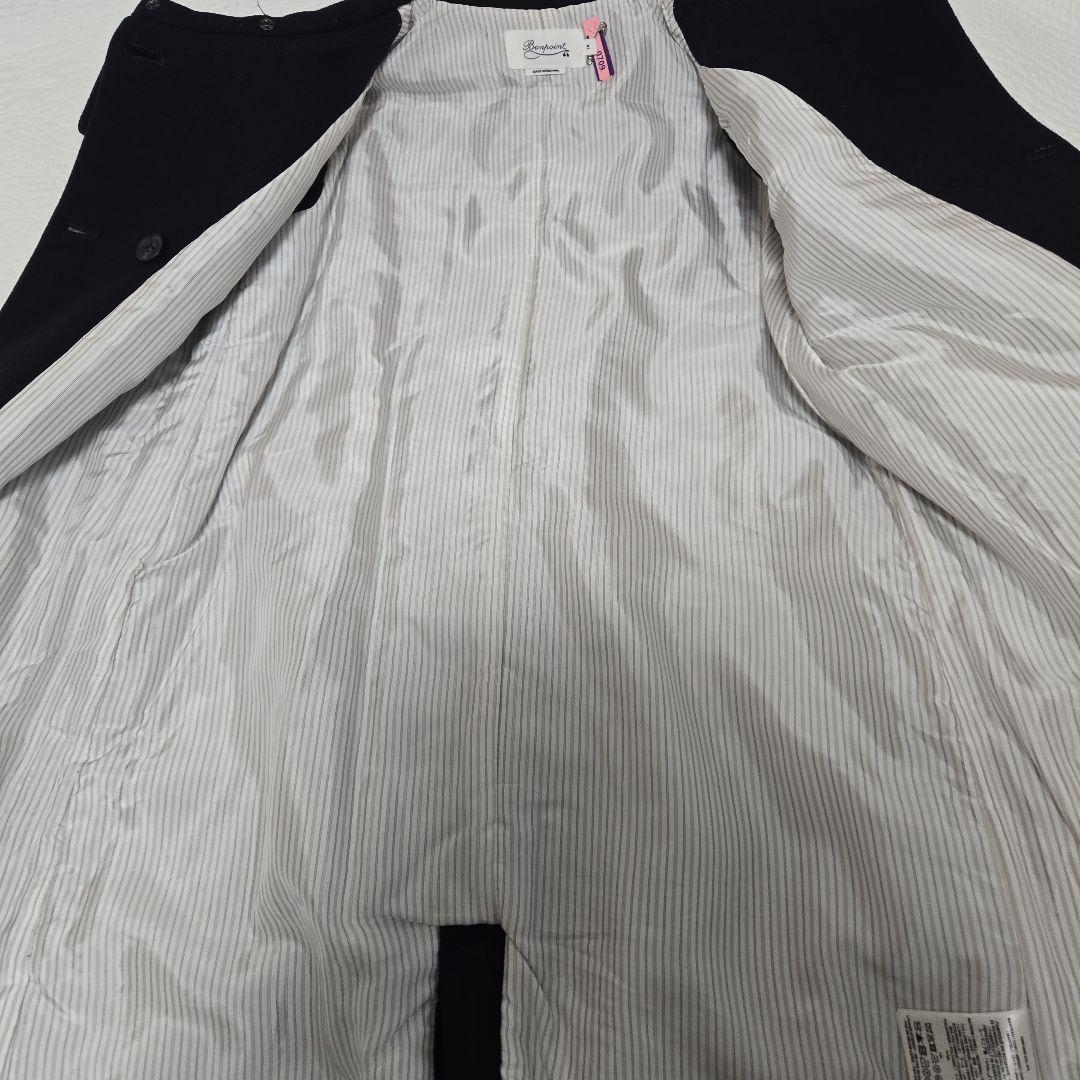 ボンポワン　ネイビー フリル襟　ウールコート