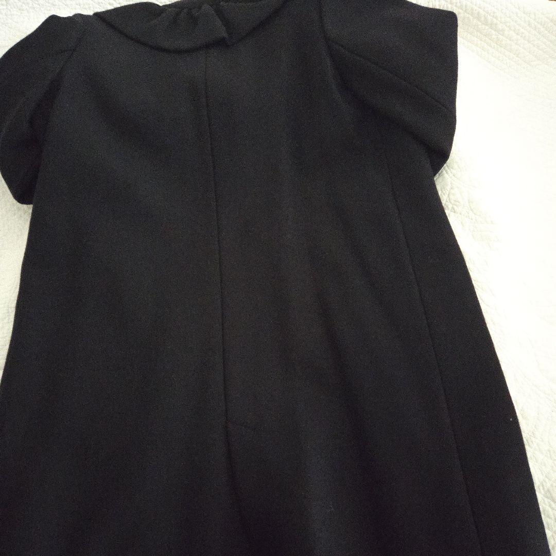 ボンポワン　ネイビー フリル襟　ウールコート