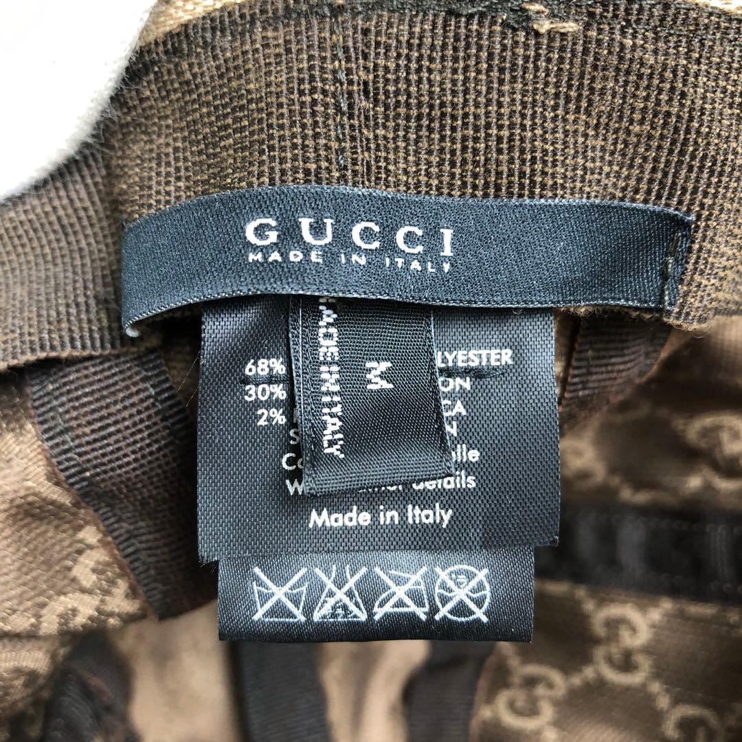 ★1E110 グッチ 帽子 ハット GGキャンバス Mサイズ ロゴ ブラウン 茶