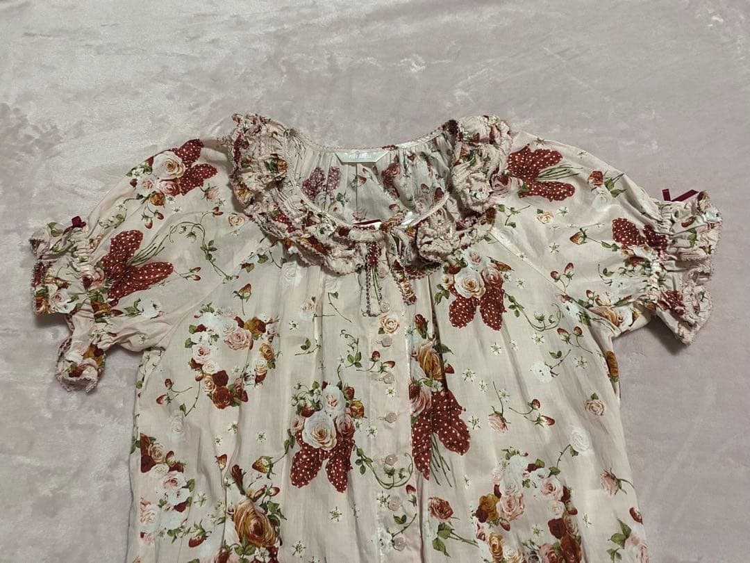 リボンブーケ柄ワンピース